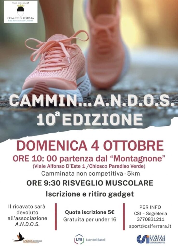 Cammin…ANDOS festeggia 10 anni: domenica 4 ottobre torna la camminata solidale